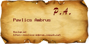 Pavlics Ambrus névjegykártya